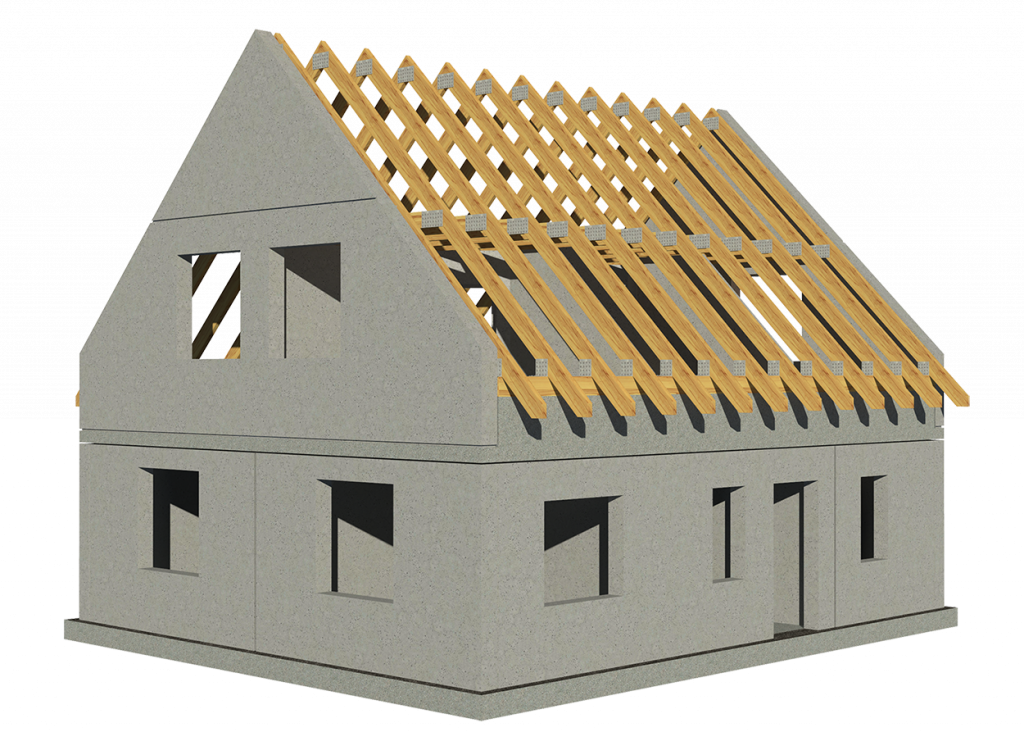 Ausbaustufe BASIC des Einfamilienhaus 140 mit Dachgeschoss aus Blähton
